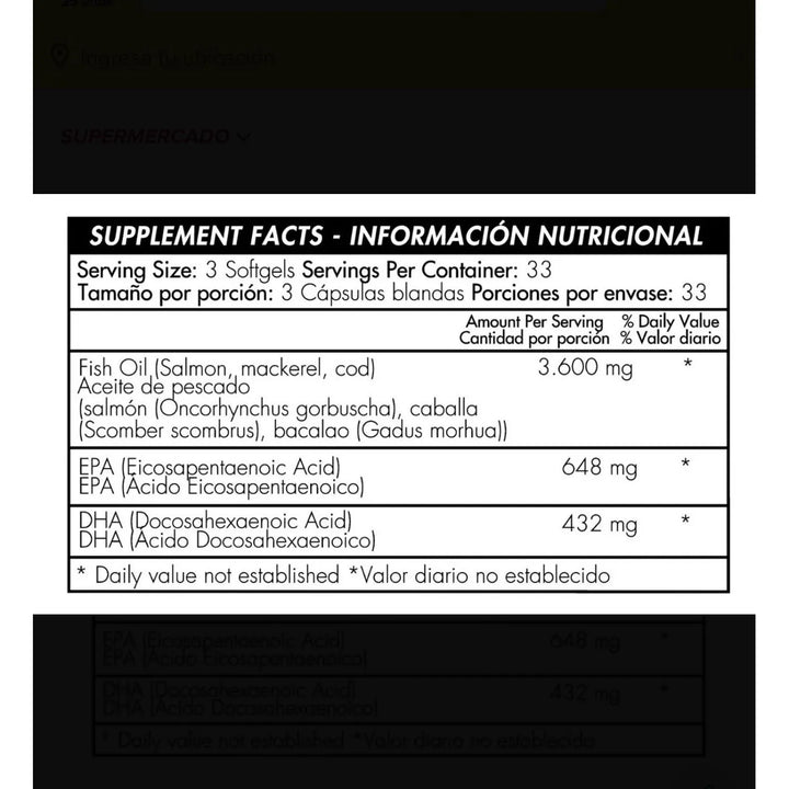 Omega 3 Fish Oil 1200mg 100 Sof - Imagen 2