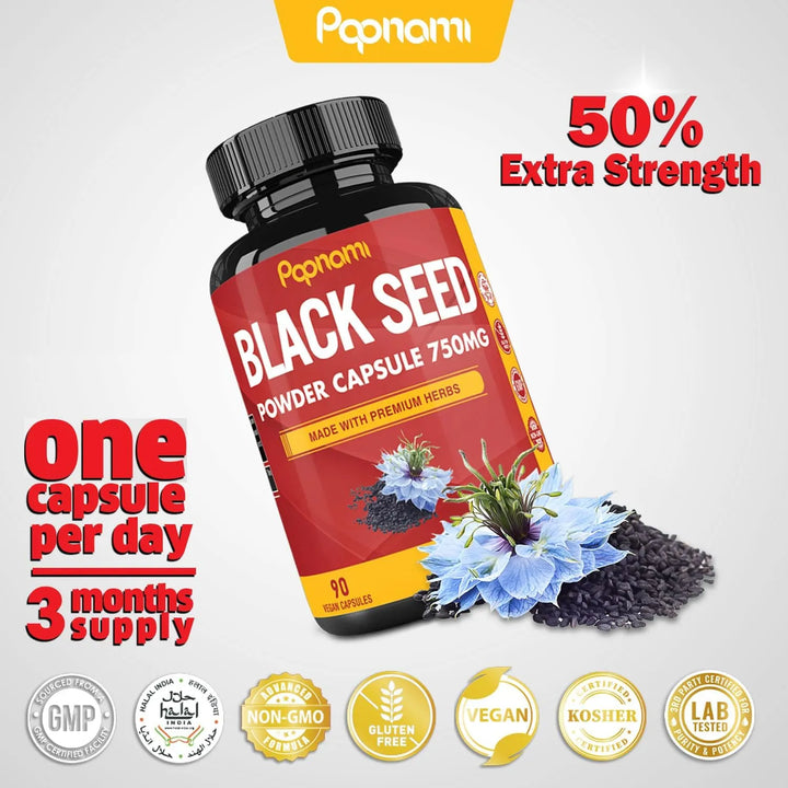 Cápsulas Pure Black Seed 750 Mg Inmunidad Digestión Piel Cab - Imagen 5