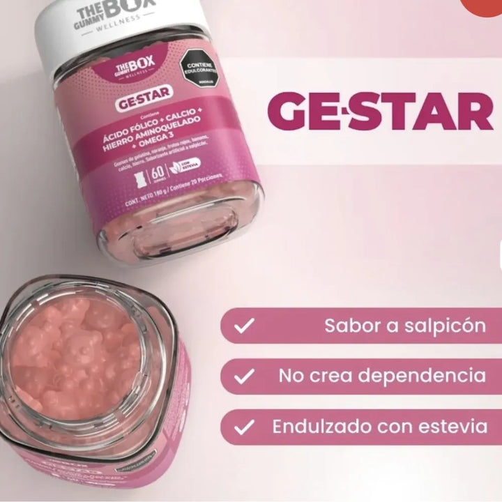 Gomitas Gestar The Gummy Box X 60 Con Ácido Fólico Hierro Calcio Y Omega 3 Complemento Nutricional Para Gestación Sin Azúcar - Imagen 4