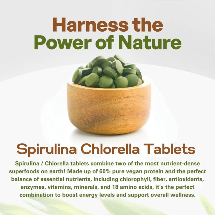 Tabletas Orgánicas De Clorella Y Espirulina Mezcla 50 50 500 - Imagen 3