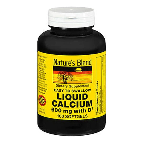 Calcio Liquido Facil De Tragar 600 Mg Con Vitamina D3 100 Capsulas Natures Blend