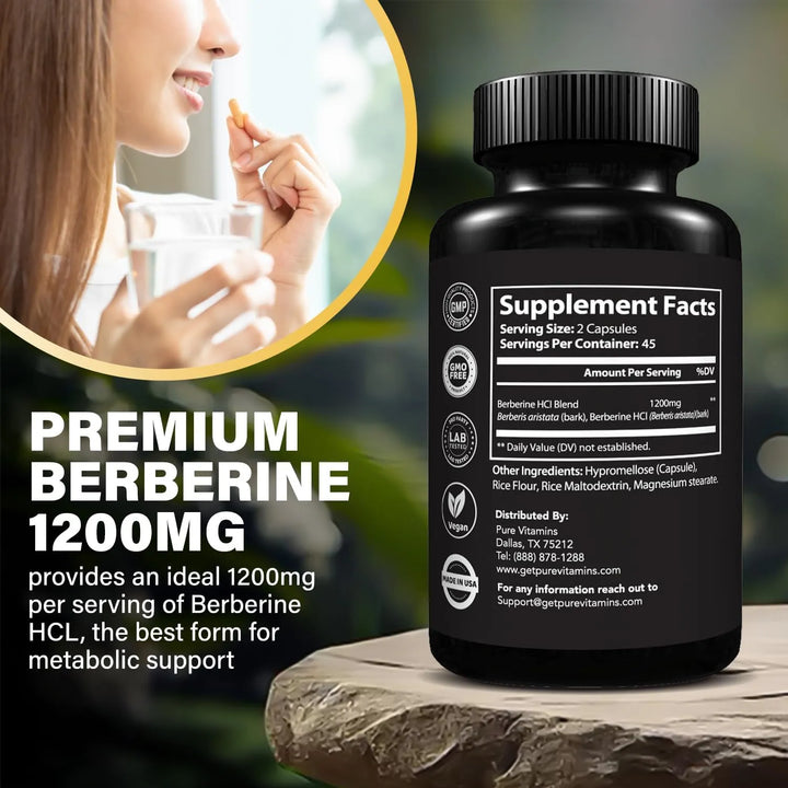 Cápsulas Berberina Hcl 1200 Mg 90 Unidades Para Salud Natura - Imagen 7