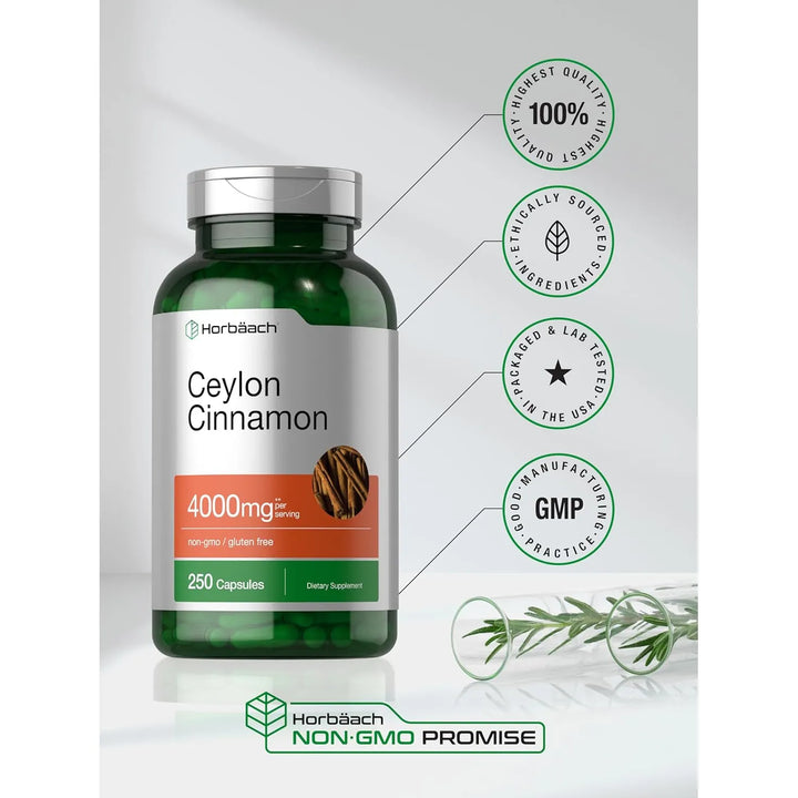 Canela De Ceilán 4000 Mg Soporte Premium Completo 250 Cap - Imagen 6