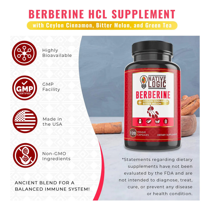 Berberina Hcl 1200 Mg Con Canela De Ceilán Melón Amargo Y Ex - Imagen 2
