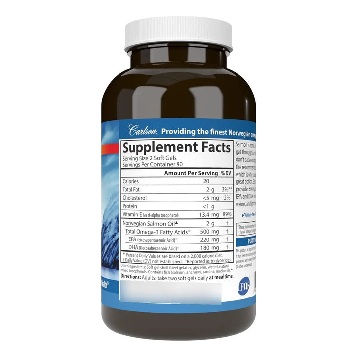 Carlson Aceite De Salmon Noruego 500mg Omega-3 180 Cap - Imagen 2