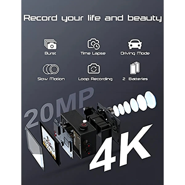 Cámara Sumergible Apexcam 4k Uhd 20mp Con Control Remoto Color Black - Imagen 1