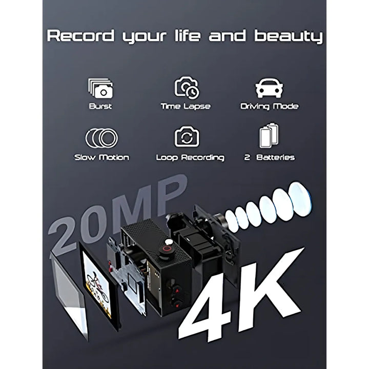 Cámara Sumergible Apexcam 4k Uhd 20mp Con Control Remoto Color Black - Imagen 1