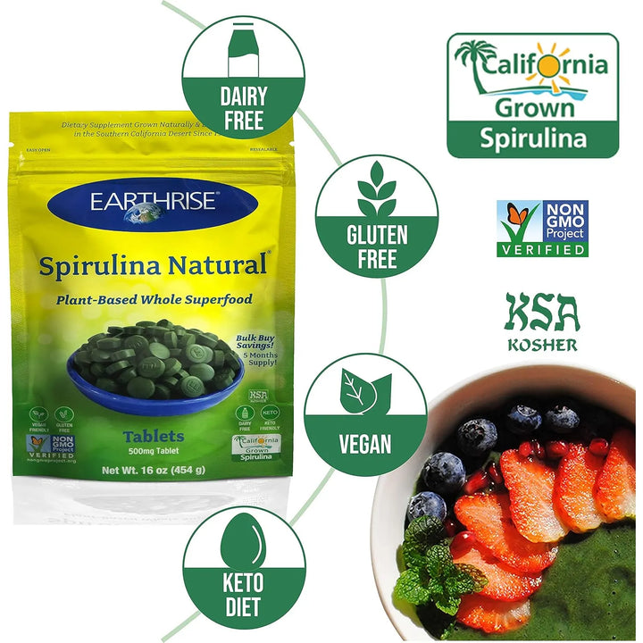Espirulina Californiana Pura 500 Mg Alta En Vitaminas Minera - Imagen 4