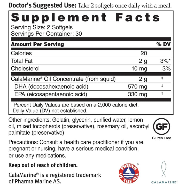Cápsulas Blandas Calamarine Omega-3 Grado Clínico Dha Epa Sa - Imagen 2