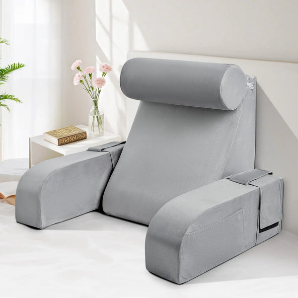 Almohada De Lectura Multifuncional Gris Con Reposabrazos Y B Color - Imagen 1