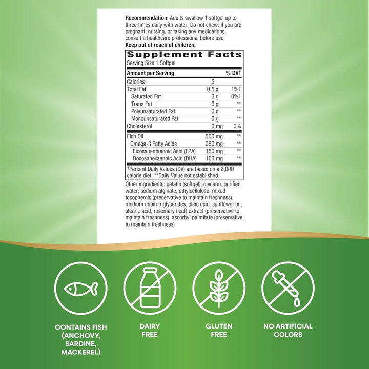 Aceite De Pescado Natural 180 Cápsulas Suaves Omega 3 Purifi - Imagen 5