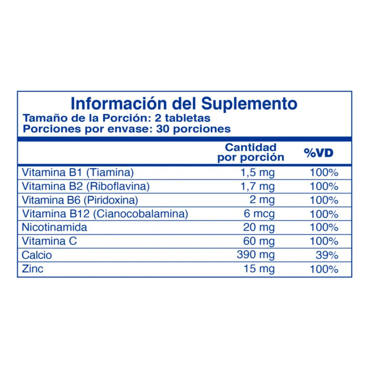 Tabletas Benet Complejo B Natural - Imagen 2