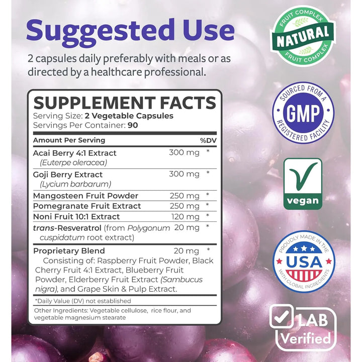 Mezcla Antioxidante Superalimentos Bayas Acai Goji Granada R - Imagen 4