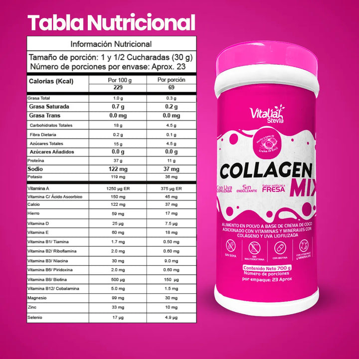 Kit Vitaliah Colágeno Hidrolizado Fresa X3 + Gotero Stevia 10ml - Imagen 7