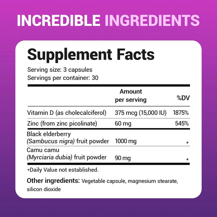 Cápsulas De Saúco Negro Con 15,000 Ui Vitamina D 60 Mg Zinc - Imagen 7