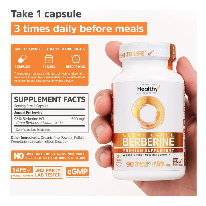 Berberina Ultra Pura 500 Mg 90 Cápsulas Potentes Soporte Dia - Imagen 7