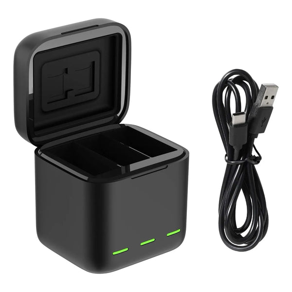 Cargador Triple USB Tipo C Para Gopro Hero 12 11 10 9 Carga Rapida Y Segura