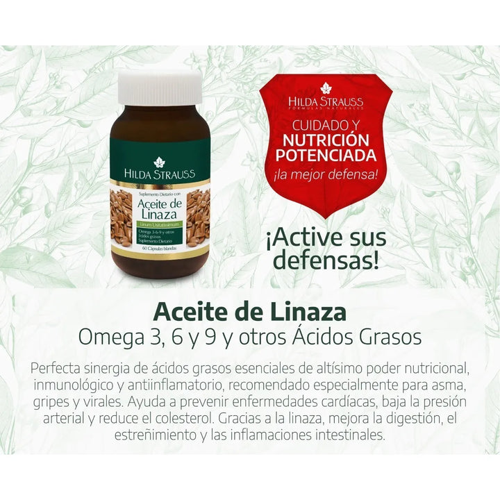 Aceite De Linaza X60 Capsulas Hilda Strauss Natural - Imagen 6