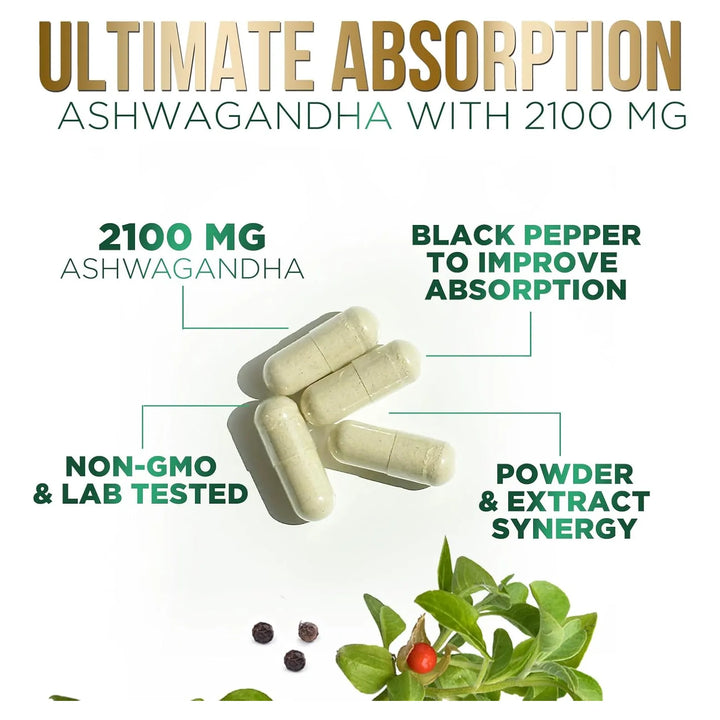 Ashwagandha Orgánica 1950 Mg Fuerte Apoyo Relajación Bioperi - Imagen 6