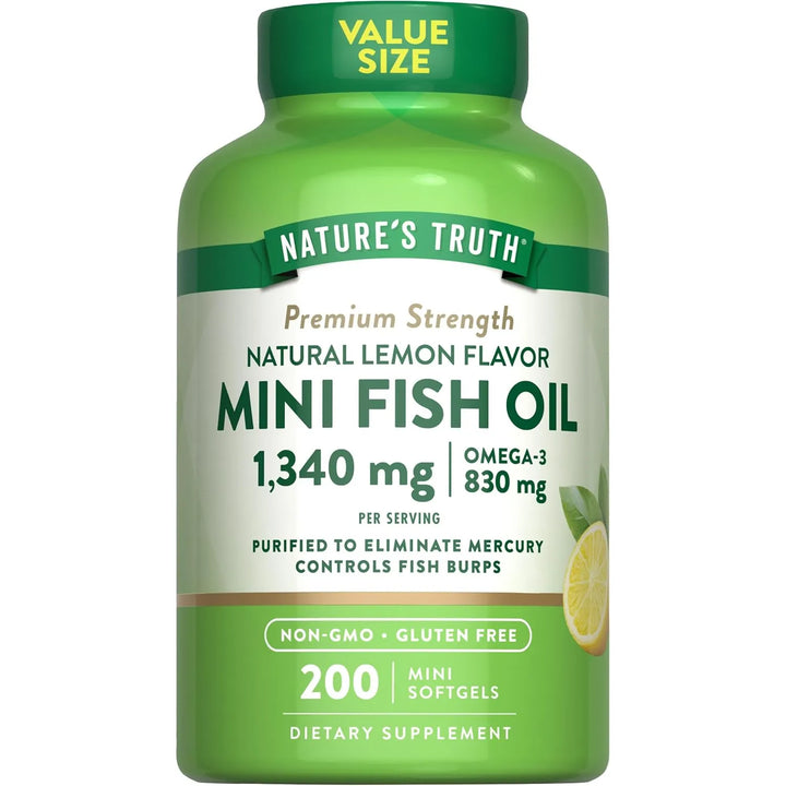 Aceite De Pescado Omega 3 1340 Mg 200 Mini Cápsulas Blandas - Imagen 1