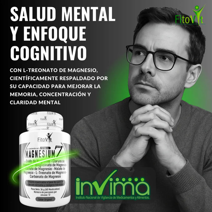 Magnesio X7 Siete Magnesios En Una Sola Fórmula Cloruro Bisglicinato Lactato Malato Oxido Carbonato Para Sueño Enfoque Y Recuperación Muscular Original - Imagen 4