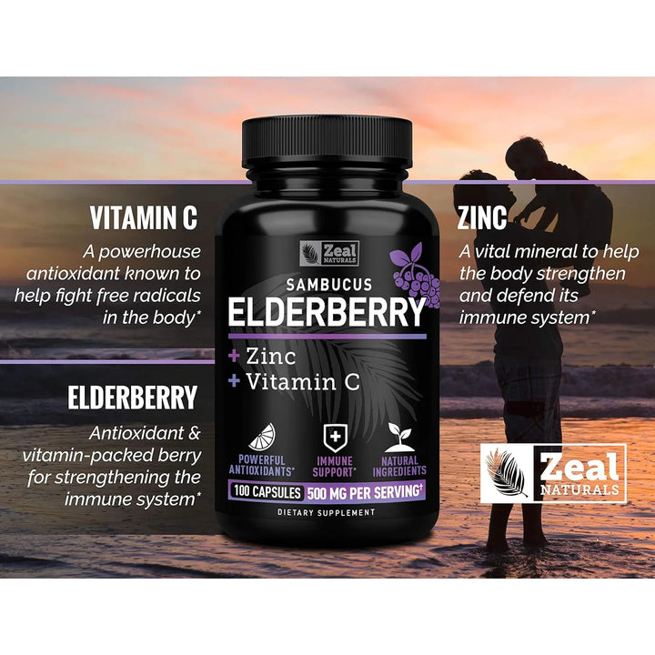 Cápsulas De Saúco Y Zinc Con Vitamina C 500 Mg Para Apoyo In - Imagen 2