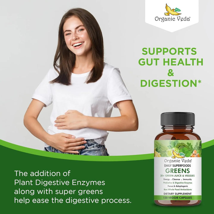 Cápsulas Orgánicas Super Greens 8 En 1 Con Moringa Té Verde - Imagen 7