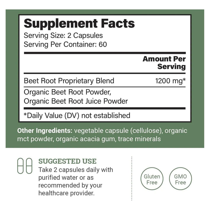 Cápsulas Orgánicas Raíz Remolacha 1200 Mg Polvo Mezcla Jugo - Imagen 2