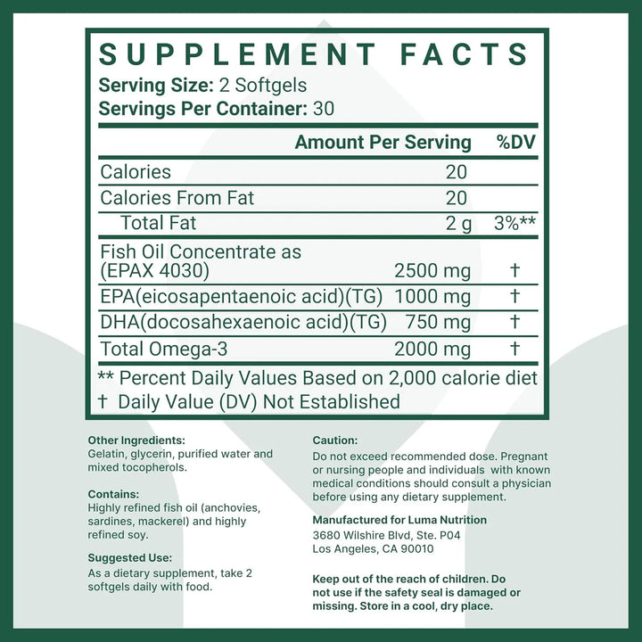 Aceite De Pescado Omega 3 2500mg Con 2000mg Epa Dha Salud Ce - Imagen 5