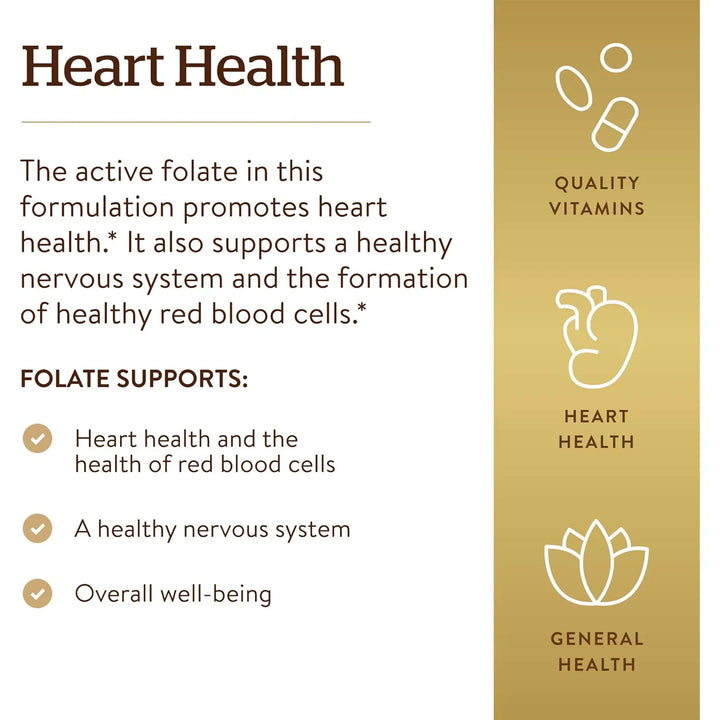 Ácido Fólico 1000mcg Bioactivo Salud Del Corazón 120 Tab - Imagen 4