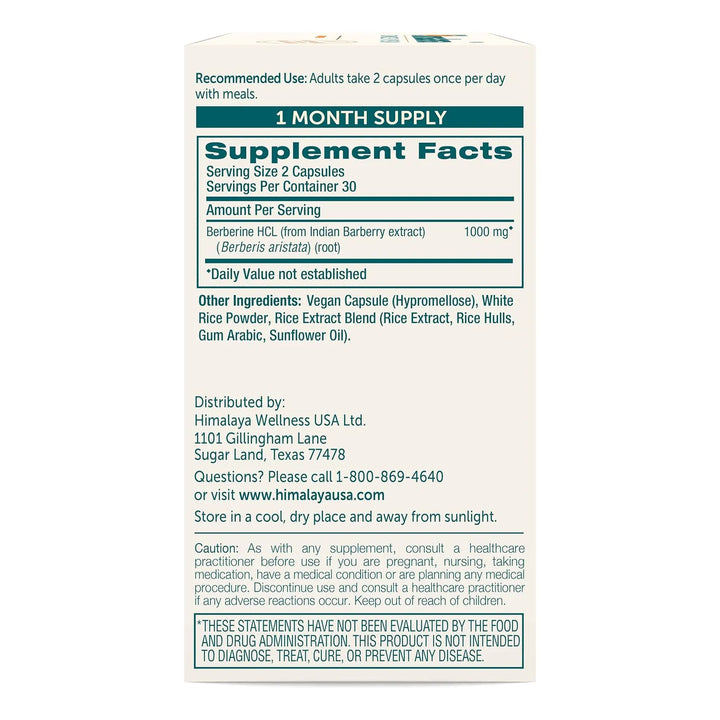 Berberina Himalaya 1000 Mg Apoyo Metabolismo Colesterol Gast - Imagen 2