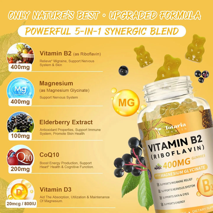 Gomitas De Vitamina B2 Riboflavina 400 Mg Con Glicinato De M - Imagen 8