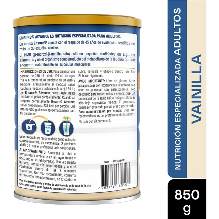 Ensure Advance Vainilla X 850gr - Imagen 3