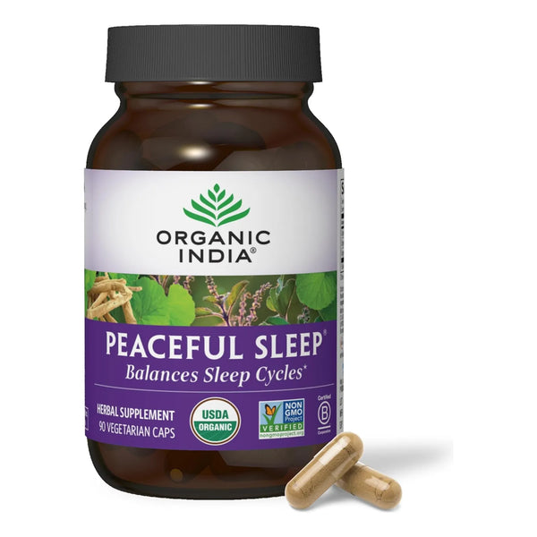Cápsulas Orgánicas Peaceful Sleep Organic India 90 Unidades Sueño Energía
