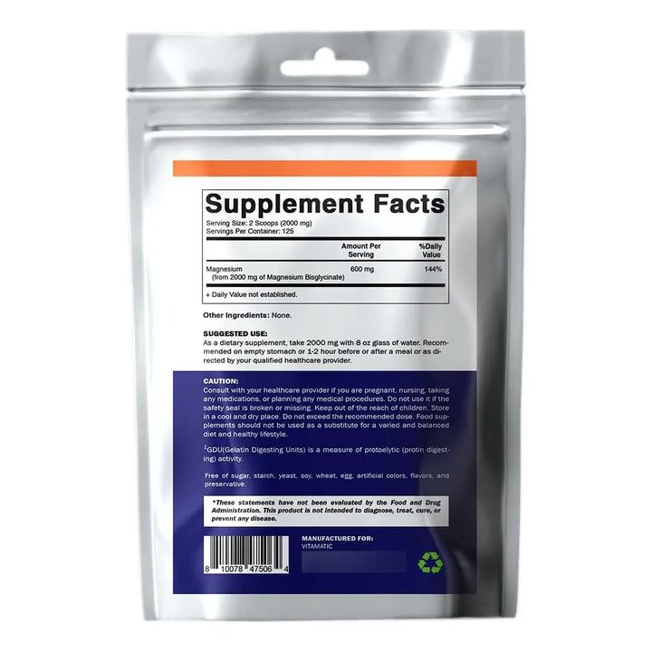 Bisglicinato De Magnesio 2000 Mg Apoyo Salud Muscular Articu - Imagen 2