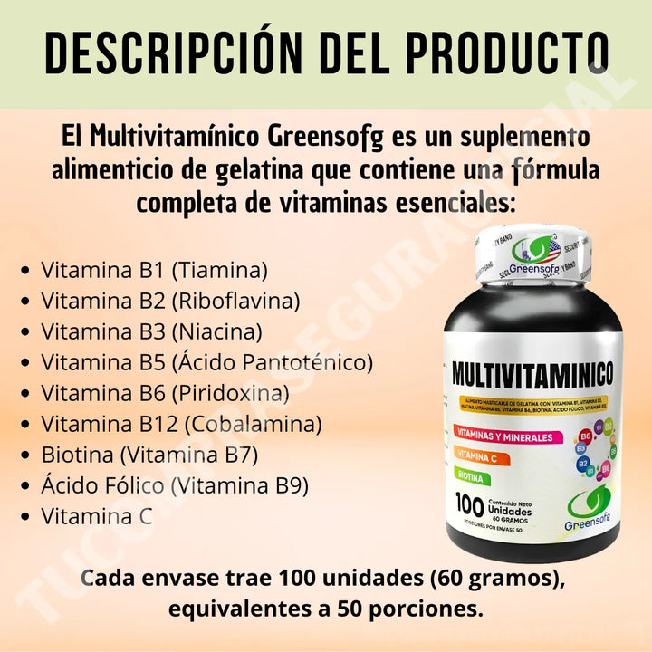 Multivitamínico Vitaminas Y Minerales Con Biotina Vitamina C Natural - Imagen 3