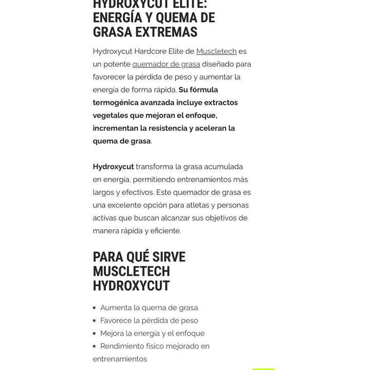 Hydroxycut Elite Hardcore Muscletech 90 Cápsulas Rojas X Tarro - Imagen 3