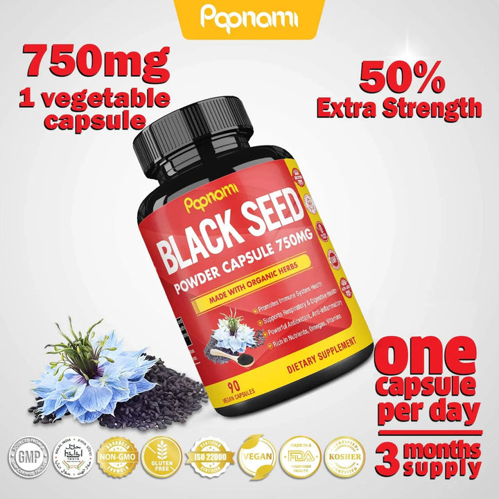 Cápsulas Pure Black Seed 750 Mg Inmunidad Digestión Piel Cab - Imagen 8