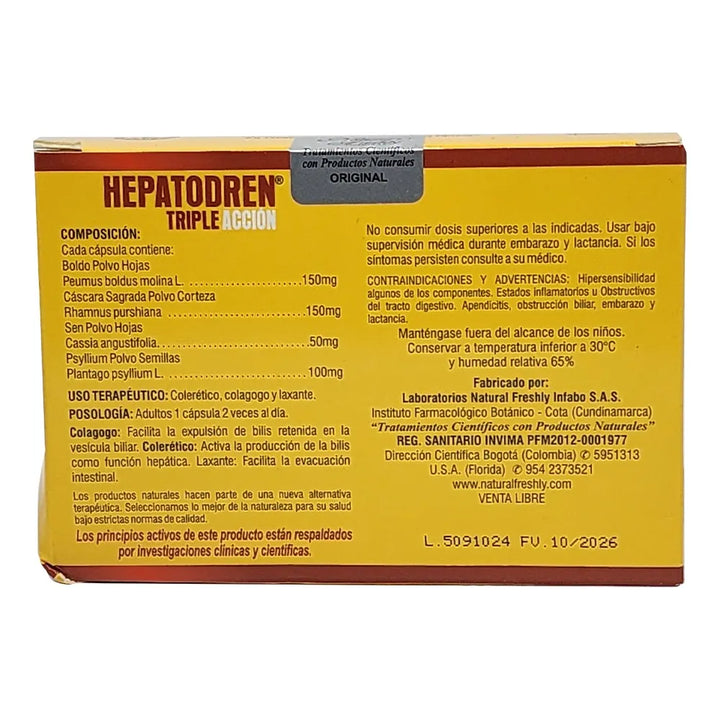 Hepatodren Triple Acción  60 C Sin Sabor - Imagen 2