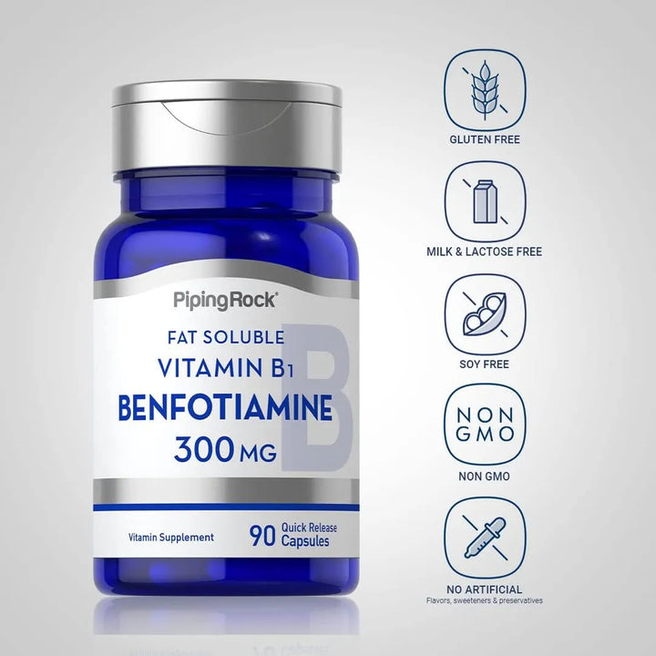 Benfotiamina 300mg 90 Cápsulas Vitamina B1 Soluble En Grasa - Imagen 3