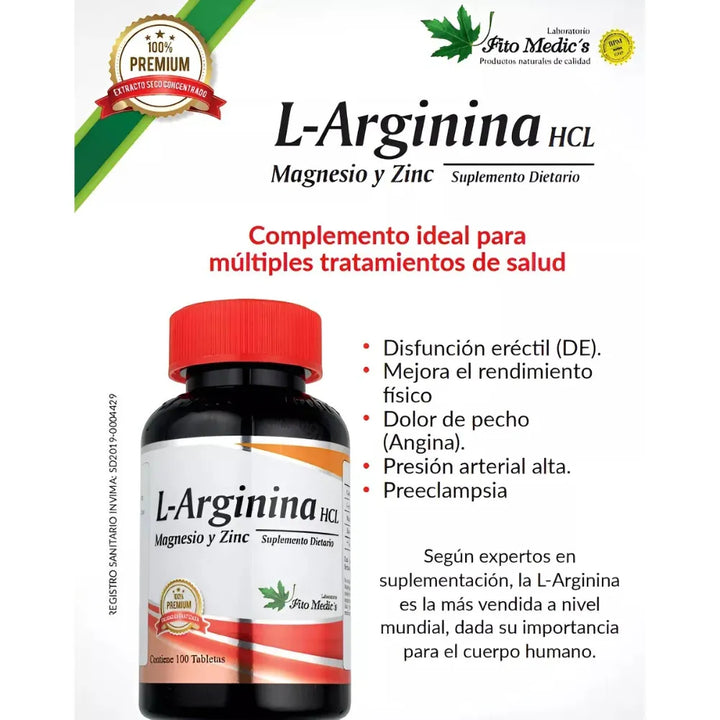 L-arginina Hcl X 100 Tabs - Imagen 2