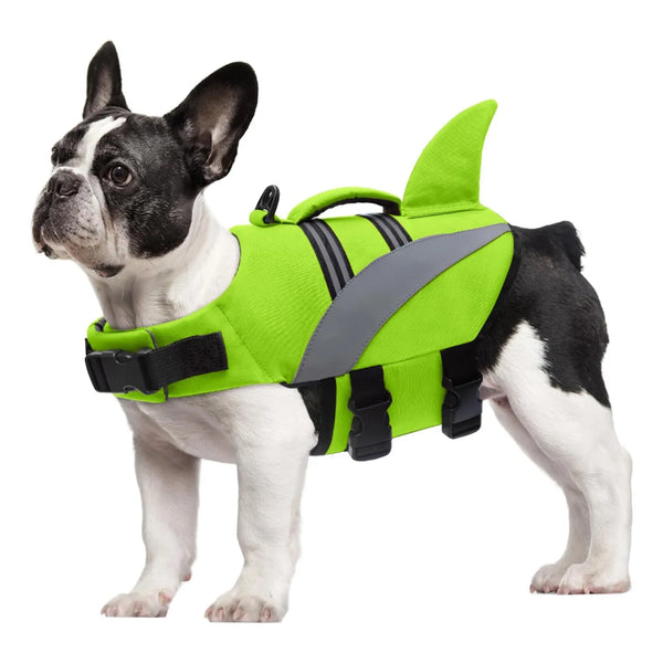Chaleco Salvavidas Para Perros Alta Flotación Tiburón Reflectante Seguridad En El Agua