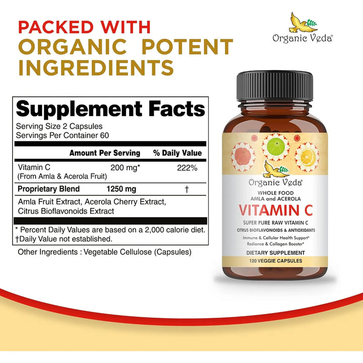Cápsulas De Vitamina C Orgánica Con Cereza De Acerola Y Baya - Imagen 3