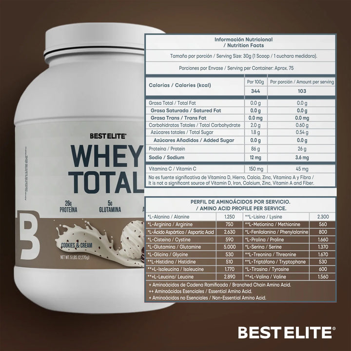 100% Whey Total 5 Libras De Best Elite 5lb 5 Lb Pure Protein - Imagen 3