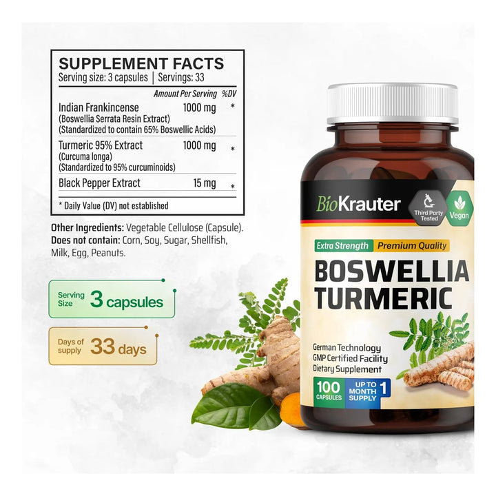 Cápsulas De Cúrcuma Y Boswellia 2000 Mg Con Pimienta Negra P - Imagen 3