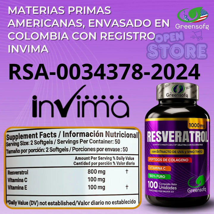 Resveratrol Americano Puro 1600 Con Peptidos De Colageno Original - Imagen 6