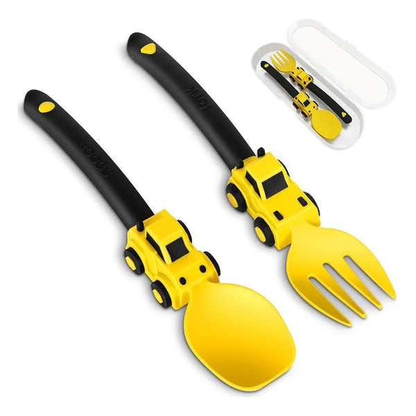 Juego Cubiertos Infantiles Bebes Seguros Ergonomico Divertido Aprendizaje