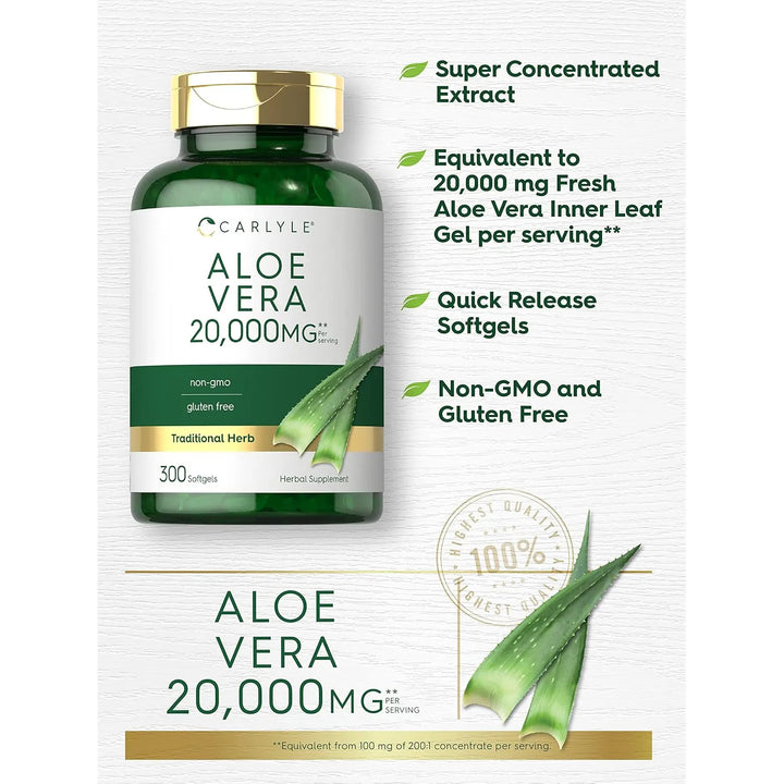 Cápsulas Suaves De Aloe Vera 20000 Mg 300 Unidades Naturales - Imagen 3
