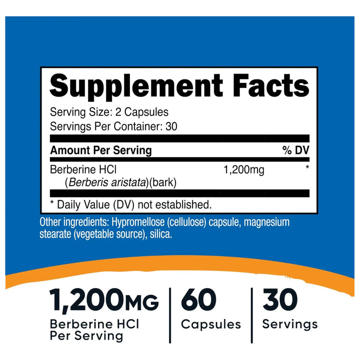 Berberina Berberine Hcl 1200mg 60 Cápsulas Suplemento Natural Control Glucosa Azúcar Colesterol Triglicéridos Energía Salud Digestiva Metabolismo Peso - Imagen 2