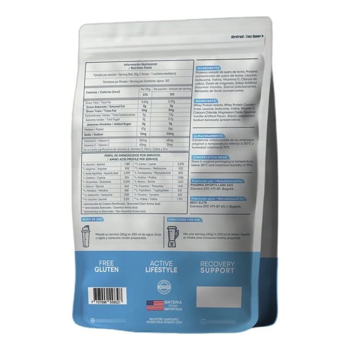  100% Whey Total 10 Libras Best Elite 10lb 10 Lb Proteina Limpia Standard - Imagen 2